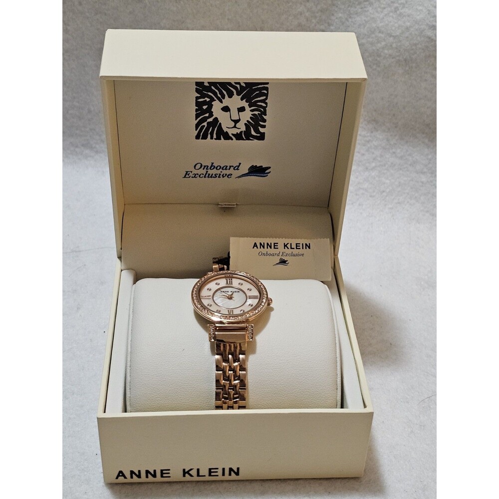 Anne Klein Women’s Rose Gold Watch Mother of Pearl Dial Crystal Bezel. Nvr Worn.